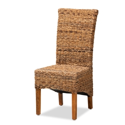 Baxton Studio Trianna Rustic Transitional Natural Abaca and Brown Finished Wood Dining Chair